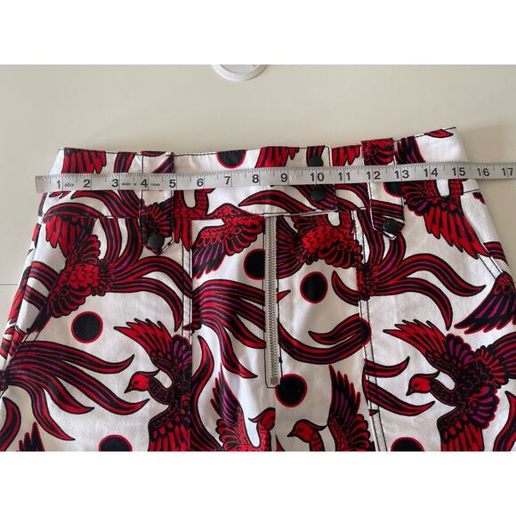 KENZO Flying Phoenix Structured Mini Skirt Cotton Red White Sz 4 New MSRP$370 - Picture 11 of 13